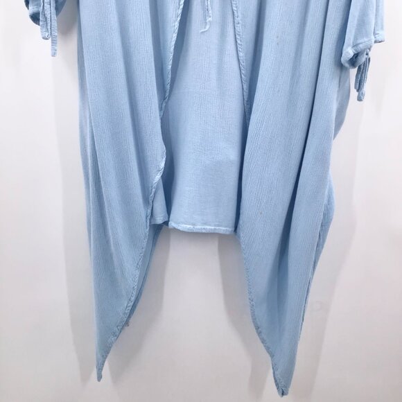 Handmade Lagenlook Mock Twinset Women's 5X Top Light Blue Sharkbite Hem Boho - Picture 6 of 14